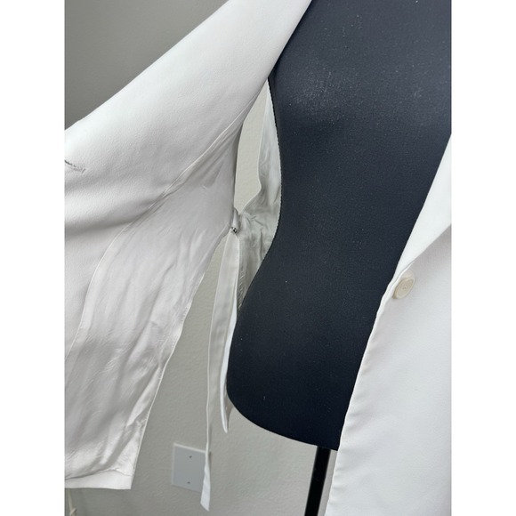 ZARA Sleeveless Blazer Vest Women's S Longline Open Side Tie White Quiet Luxury - Picture 5 of 7